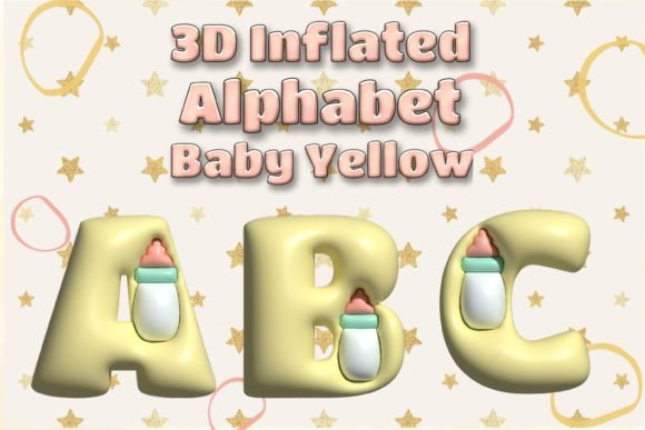 3D Inflated Baby Shower Alphabet-Yellow
