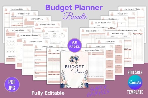 Mastering Personal Finance with a Fully Editable Budget Planner Bundle Canva Template