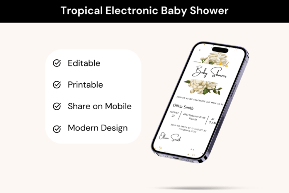 Tropical Electronic Baby Shower Evite Guide